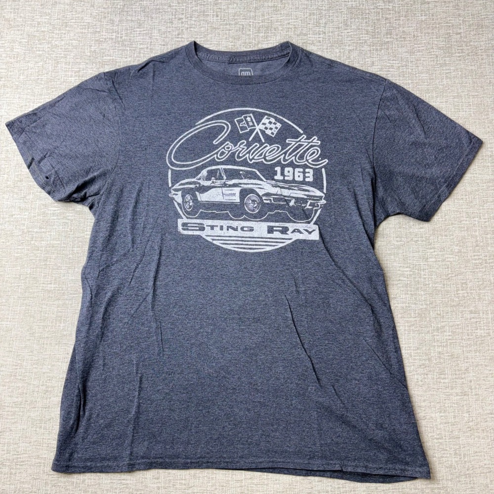 GM Official Mens Large Licensed Corvette 1963 Sting Ray Graphic T Charcoal Gray
